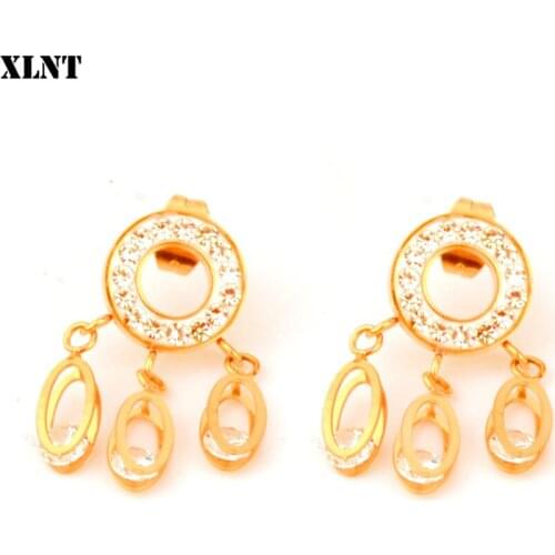 XLNT Boho Female Crystal AAA Zircon Stud Earrings Luxury Small Stud Earrings For Women Vintage Party Wedding Jewelry