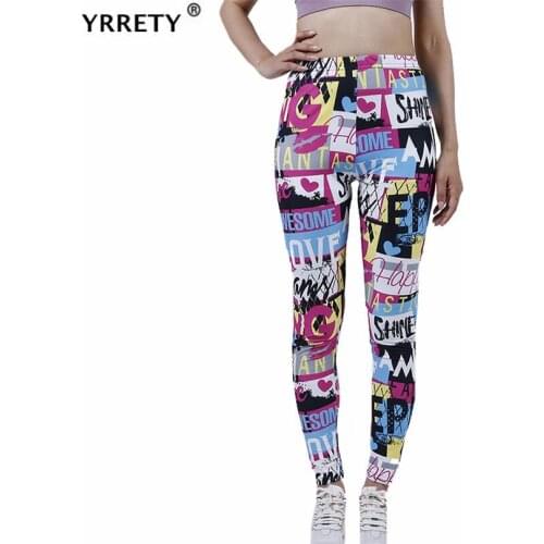 YRRETY Colored Letters Love Heart Printing Pants Elastic Trousers Fitness Leggings Women Sporting Workout High Waist 2021 Bottom