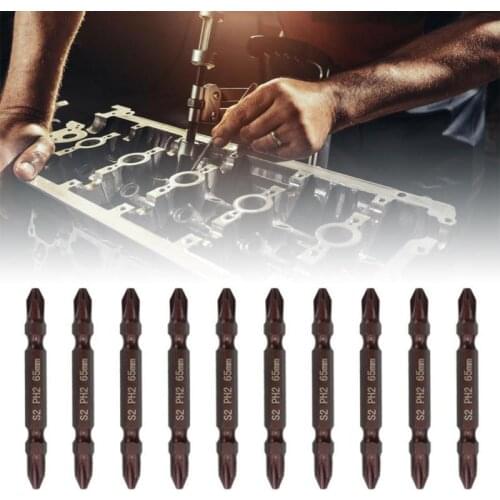 10pcs 1/4 Inch Hex Shank Anti-rust Double Head Magnetic Screwdriver Bit S2 Steel Cross Bit Drill Electric-Screwdriver Power Tool