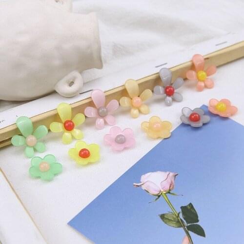 10pcs Korean Fashion Statement Earrings Summer Fresh Flowers Earrings Resin Patch Hairpin Hair Accessories Women Ball C4470