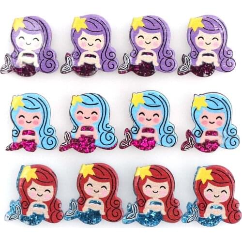 10pc/lot Acrylic Cute Mini Mermaid Flatback Kawaii Crafts And Scrapbook Ornaments Home Decoration Accessories