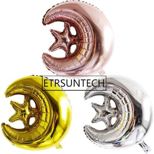 200pcs Star Moon Balloons Foil Birthday Party Decorations Kids Toys Moon Globos EID MUBARAK Balloon Party Balloon