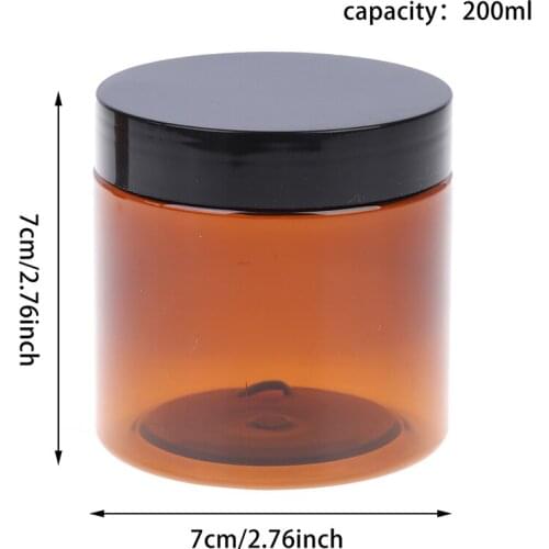 200ml Round Amber Jar Straight Sided Cream Jars Black Plastic Lid Cap Inner Liner For Salve Homemade Lotion Cosmetics