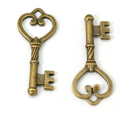 200pc 46.5x18mm Tibetan Style Skeleton Key Pendants jewelry making,Antique Bronze,Lead Free,Cadmium Free and Nickel Free