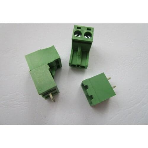 200 Pcs Close Straight 2 pin/way Pitch 5.08mm Screw Terminal Block Connector Green Color Pluggable Type With Straight pin