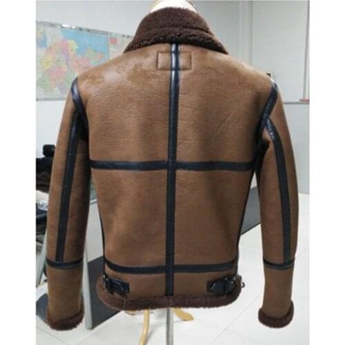 S-3XL!!! 2018 b3 fur one piece male suede fabric berber fleece outerwear motorcycle slim short jacket design winter thick