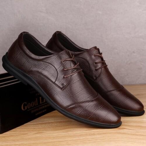 2021 Derby Shoes Men Business Formal Office Footwear Genuine Leather Male Comfortable Designer Dress Shoes Spring Autumn Oxford