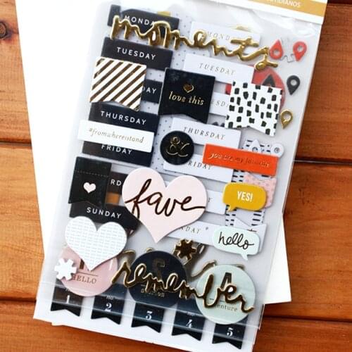 Foil Gold Moments 3D Die Cut Self-adhesive Stickers for Scrapbooking/Card Making/Journaling Project DIY