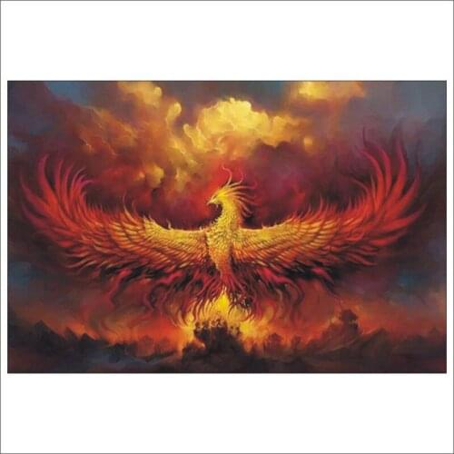 5D DIY Diamond Painting Fire Phoenix Embroidery Home Decoration Mosaic Cross Stitch Set Mural T070