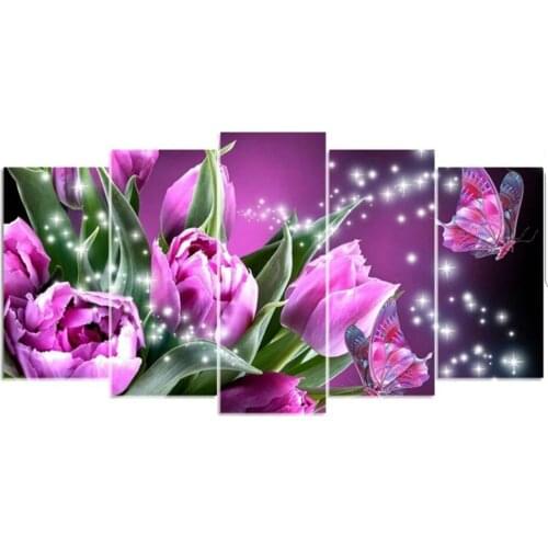 5D DIY Diamond Painting Rose & Butterfly Multi-picture Combination Mosaic Full Round Drill Diamond Painting Home Decor