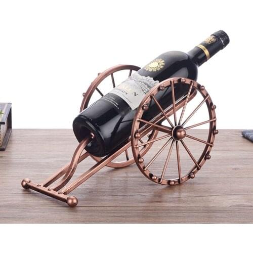 Antique Iron Art Cannon Model Wine Bottle Holder Decorative Metal Artillery Miniature Wine Rack Barware Ornament Craftworks