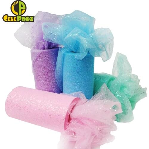 6inch 15cm Glitter Tulle Ribbon Sparkly Mesh Roll For DIY Tutu Bow Pom Skirt Babys Dress Wedding Birthday Decoration Supplies