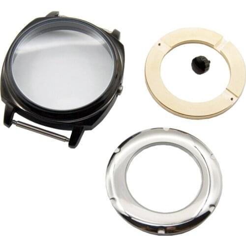 Corgeut 42MM Silver Black Rose Gold stainless steel Case Fit ETA 2836 DG2813 Miyota 8215 Automatic movement see-through caseback