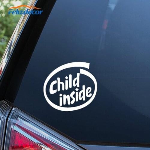 Black/Silver Child Inside Funny Word Car Sticker Vinyl Car Window Body Waterproof Styling Removable Accessories C980