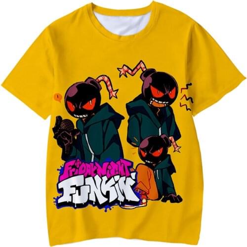 Friday Night Funkin Printing T-shirt Children Casual Tshirt Toddle Baby Shirt Boys Girl Round Collar Short Sleeve 4-14 Years Tee