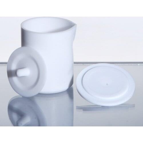 2pcs/lot Laboratory PTFE Polytef Beaker with Lid Cover Acid and Alkali Resistant F4 ptfe Griffin Beaker Laboratory Equipment