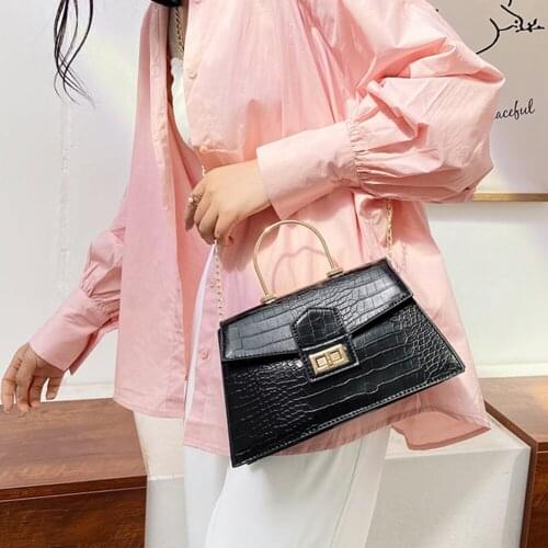 Fashion Exquisite Alligator Pattern Shopping Bag Retro Casual Women Totes Shoulder Bags Female Leather Solid Color Chain Handbag