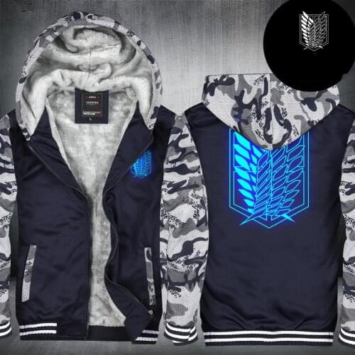 Jacket Men Warm Fleece Zipper Coat 2019 Winter Thick Mens SportWear Tracksuit Attack on Titan Cosplay Costume Male Hoodies