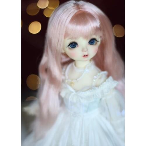 BJD doll wig suitable for 1-3 1-4 1-6 pink milk silk wavy long curly hair micro-volume | wig super soft baby silk doll accessori