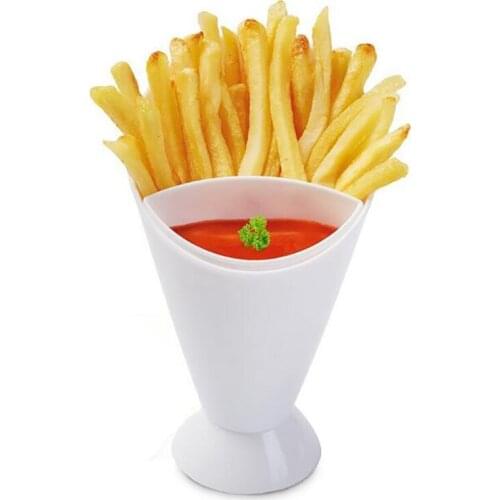 PP Plastic Salad Cup Fries Creative Double Grid Snack Cups Plates Tableware, Kitchen DIY Chips Dessert Bowl Plates Storage Trays