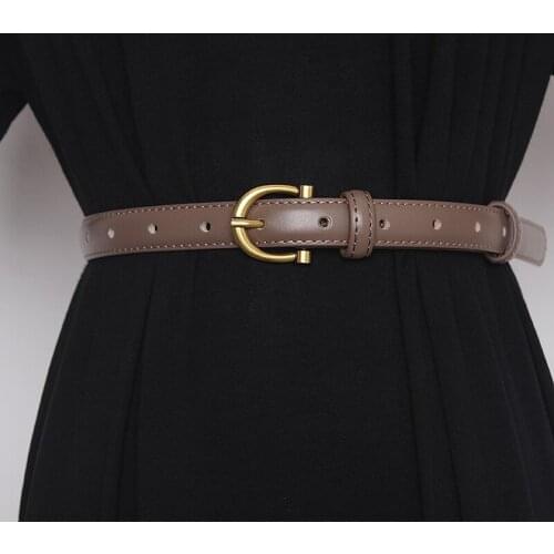 Womens Runway Fashion Genuine Leather Cummerbunds Female Dress Corsets Waistband Belts Decoration Narrow Belt TB1615