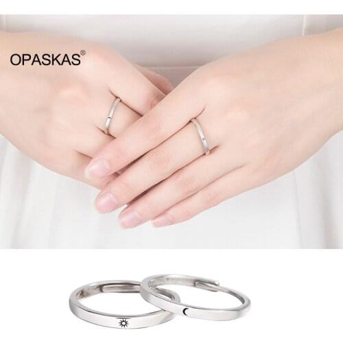 Adjustable Sun and Moon Wedding Rings for Couple Sterling Silver High Polish Wedding Ring for Him and Her PT