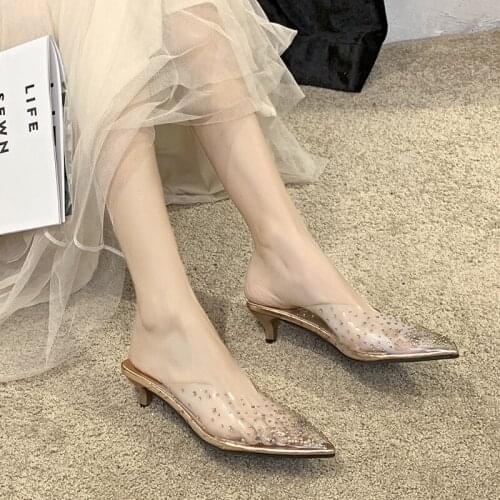 Luxury Women Pumps 2021 Transparent High Heels Sexy Pointed Toe Slip-on Wedding Party Brand Fashion Shoes For Lady Size 34-40