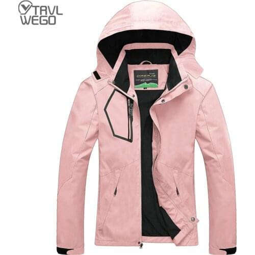 TRVLWEGO Outdoors Spring Autumn Women Thin Windproof Hiking Jacket Soft Fabric Mountaineering Multi-function Jacket Pink