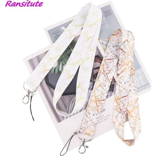 Ransitute R1946 High Quality Marble Pattern Neck Strap Lanyards ID Badge Card Holder Keychain Phone Gym Strap Webbing Necklace