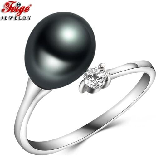 Elegant 4 Colors Natural Ellipse Freshwater Cultured Pearl 925 Silver Rings Womens Gifts Fashion Jewelry Dropshipping FEIGE