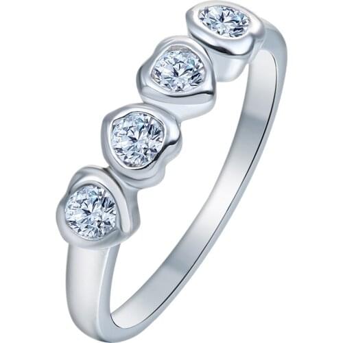 2019 Elegant Temperament Wedding Rings For Women Romantic Heart To Heart Ring With Clear Stones Crystal Engagement Jewelry Gifts