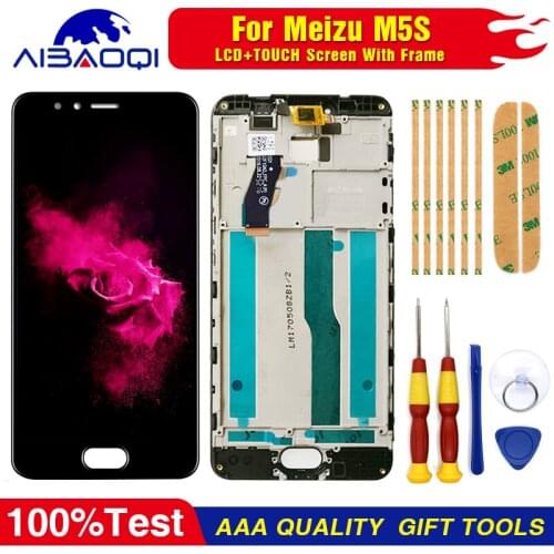 AiBaoQi For 5.2'' Meizu M5s LCD screen display+Touch panel Digitizer M612H M612M lcd With Frame For Meizu Meilan M5s Display
