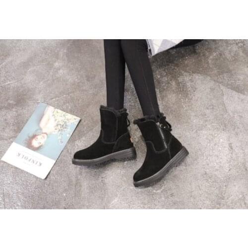 Winter womens snow boots suede and velvet warm boots