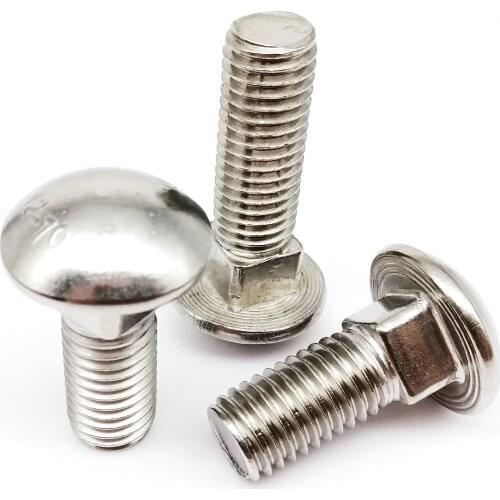 1/2/5/10pcs M4 M5 M6 M8 M10 M12 A2-70 304 Stainless Steel GB12 DIN603 Truss Round Head Square Neck Carriage Screw Coach Bolt