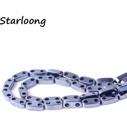 1pack/lot 6*2*3mm Natural stone bright two hole irregular shape loose hematite beads for DIY jewelry necklace bracelet making