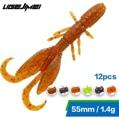 12pcs/Lot Soft Lure 55mm 1.4g Shrimp Lure Worm Fish Bait Fishing Lure Set Isca Artificial Swimbait wobler Fishing Kit Soft Bait