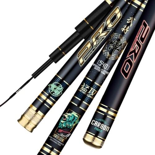 3.6m-4.5m-7.2m Taiwan fishing rod light super hard 5H 28-tune imported carbon rod Hiking Lake hand pole for Large fishing rod