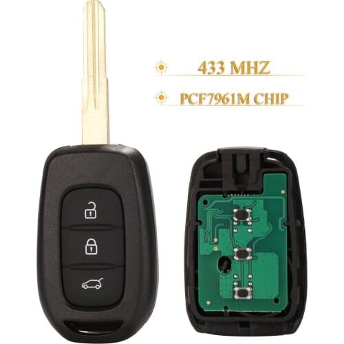 Kutery 3 Buttons Remote Key Fob 433MHZ With 4A PCF7961M Chip For Renault Sandero Dacia Logan