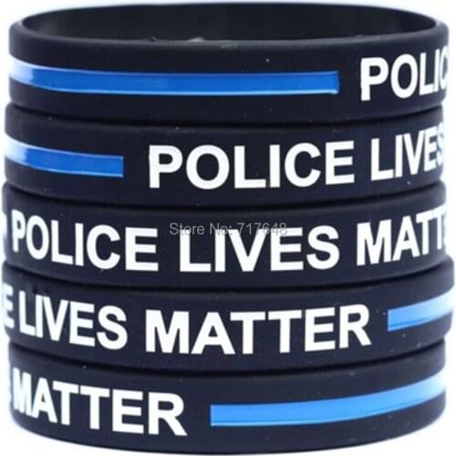 30pcs POLICE LIVES MATTER Thin Blue Line wristband silicone bracelets free shipping by ePacket A