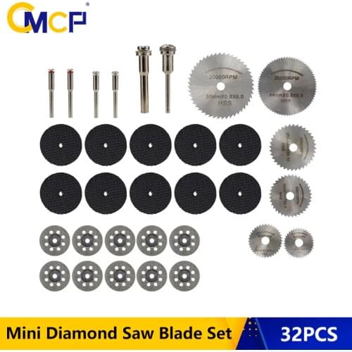 CMCP 32pcs Diamond Cutting Discs Metal Saw Blade Set HSS Mini Circular Saw Blade For Dremel Rotary Tools Resin Cut-Off Wheels