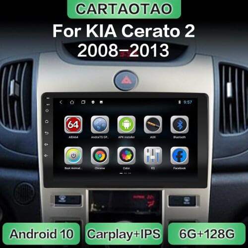 Android 10.0 car radio GPS navigation WiFi CarPlay multimedia player for Kia Cerato 2 Forte MT 2008-2013 DSP RDS IPS NO DVD 2din
