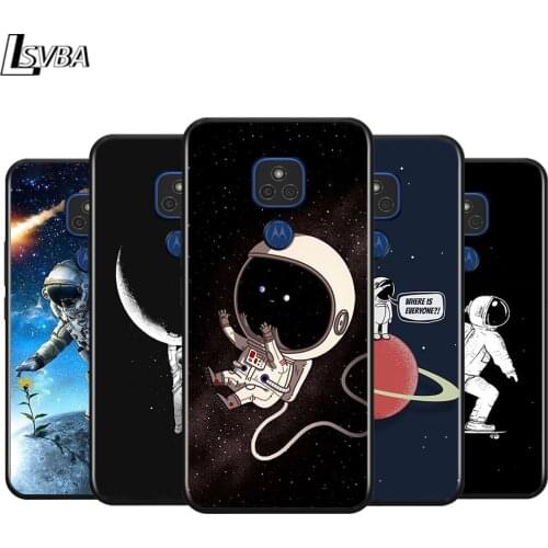 Astronaut on space for Motorola G9 G8 G E7 E6 One Play Marco Hyper Fusion Stylus Power Edge Plus Black Phone Case