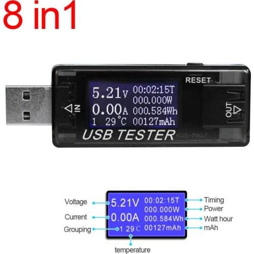 Black/Blue Mini USB Current Voltage Tester Doctor Charger Capacity Power Bank Meter Detector Fun