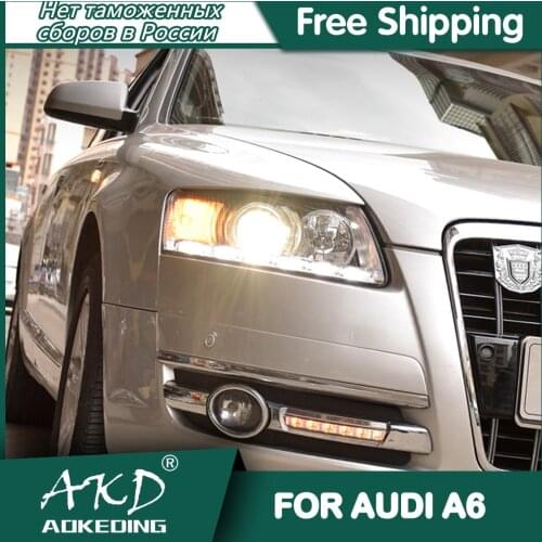 For Car AUDI A6 Headlights 2005-2011 DRL Day Running Light LED Bi Xenon Bulb Fog Lights Car Accessory AUDI A6 Head Lamp