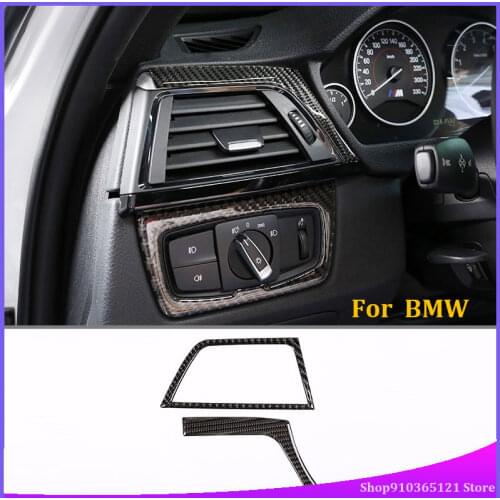 For Bmw 3 4 Series 2013-2019 Side Air Outlet Decoration Stickers Real Carbon Fiber (Soft) Car Interior Modification Parts Left