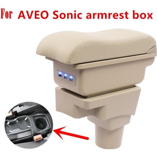 For Chevrolet Aveo Sonic Lova T250 T300 armrest box central Store content Storage box cup holder car-styling accessories