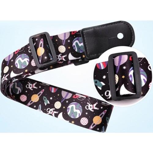 Guitar Ukulele Strap PU Leather Head Suitable For Wear-resistant Universe Printing Thickening Astronaut Widening Guitar Str Y2K9