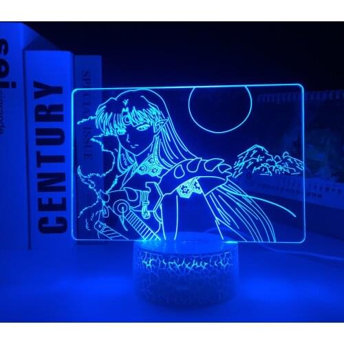 Inuyasha Anime Figure Sesshomaru LED Light White Base for Kids Bedroom Decor Night Light Brithday Gift Manga Crake Desk 3d Lamp