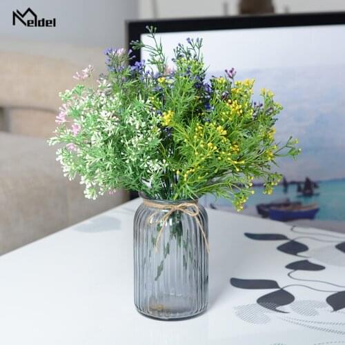 Meldel 1PC Artificial Green Pearl Grass Plant Fake Plastic Plants Wedding Backdrop Arrangement Accessories Home Decor Faux Plant