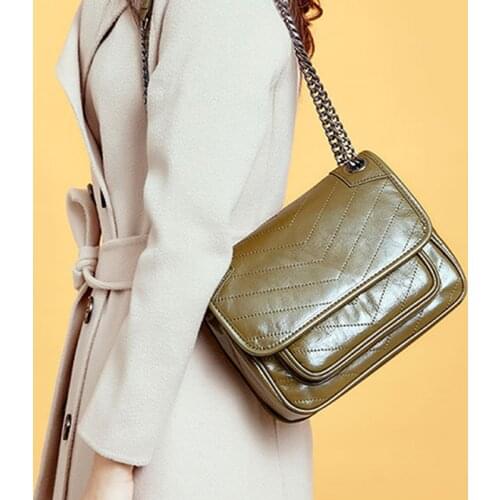 Famous Brand Design Womens Handbag Chain Handle Crossbody bag 100% Genuine Leather Female Messenger Shoulder Bag All-match 2020